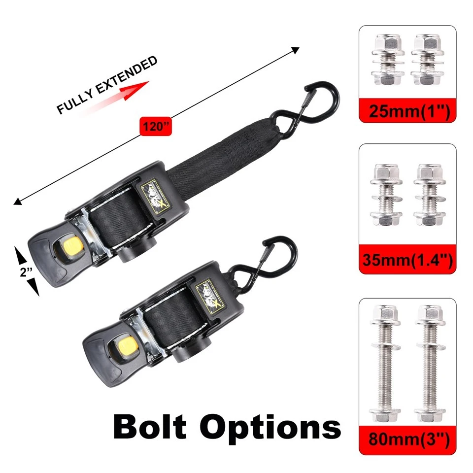 2 Inch X 10ft Retractable Transom Tie Down Boat Trailer Ratchet Straps - 1800 Lbs. BS factory