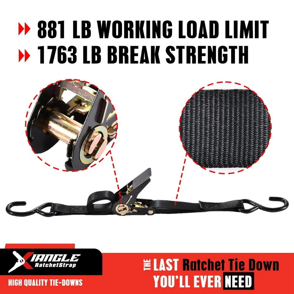 25mm High-quality Black-E Coating Ratchet Tie-down Straps With S Hook factory