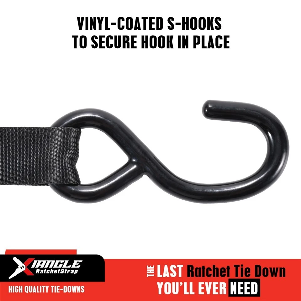 25mm High-quality Black-E Coating Ratchet Tie-down Straps With S Hook best